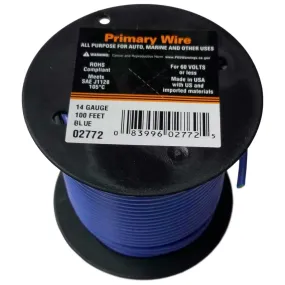 14 Gauge Stranded Blue, GPT Primary Wire, 100 foot