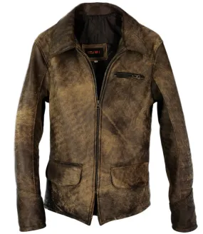 1942 Leather Jacket Full Distressed Brown - Low Hip