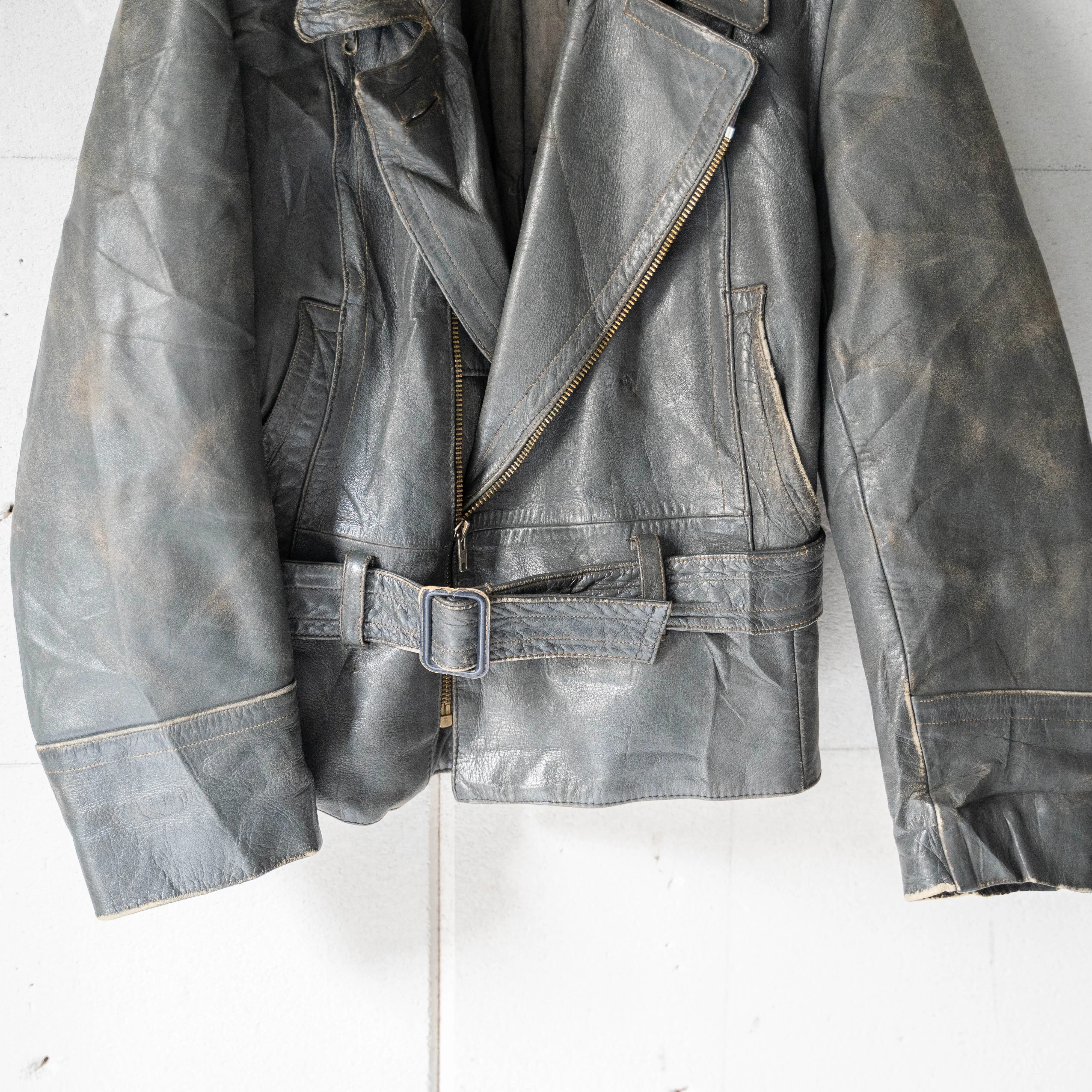 1960-70s Netherland motorcycle leather short jacket