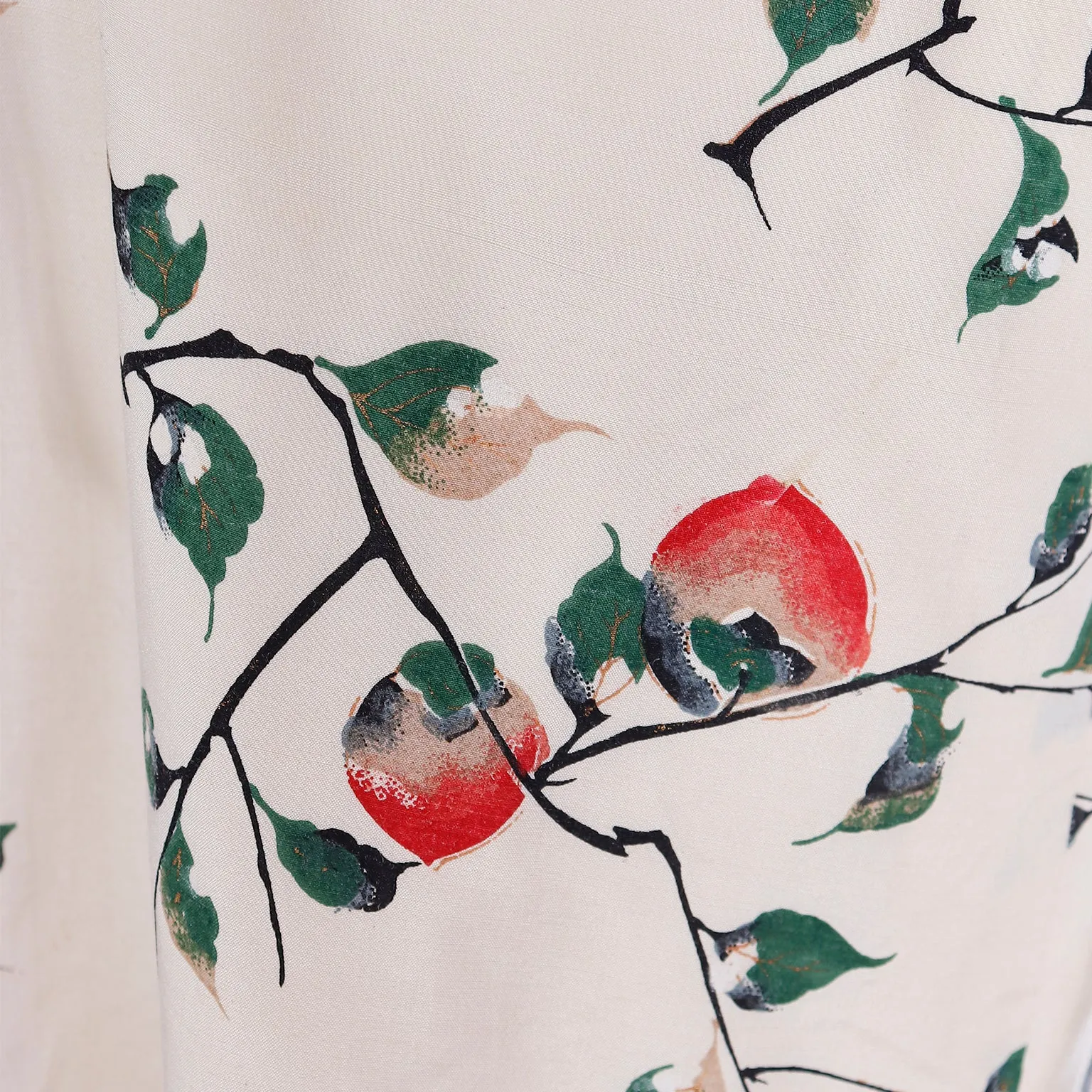 1960s Vintage Hachiya Persimmon Print Japanese Kimono With Tie Waist