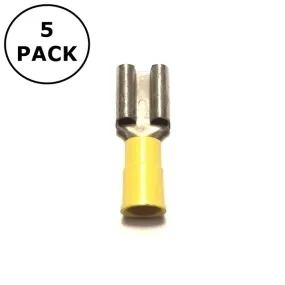 (2802) 0.375" Female Yellow Vinyl Insulated Quick Disconnects 12-10AWG ~ 5 Pack