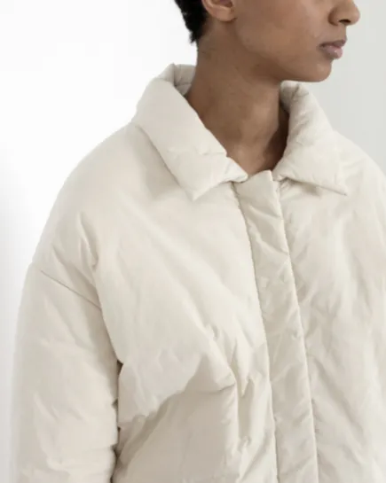 7115 by Szeki Bone-White Padded Shirt Jacket