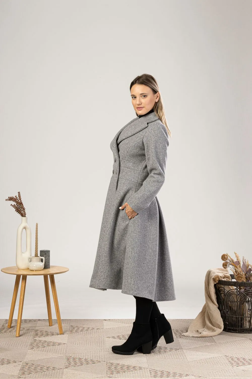 A-Line Fit and Flare Coat with Pockets