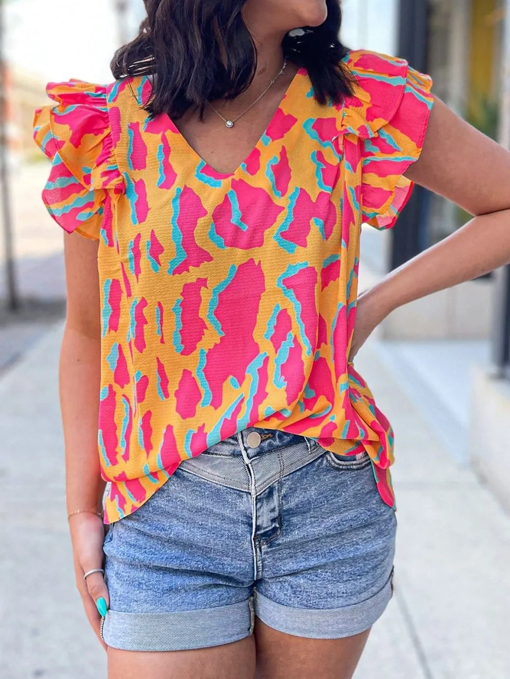 Abstract Print Double Layer Top