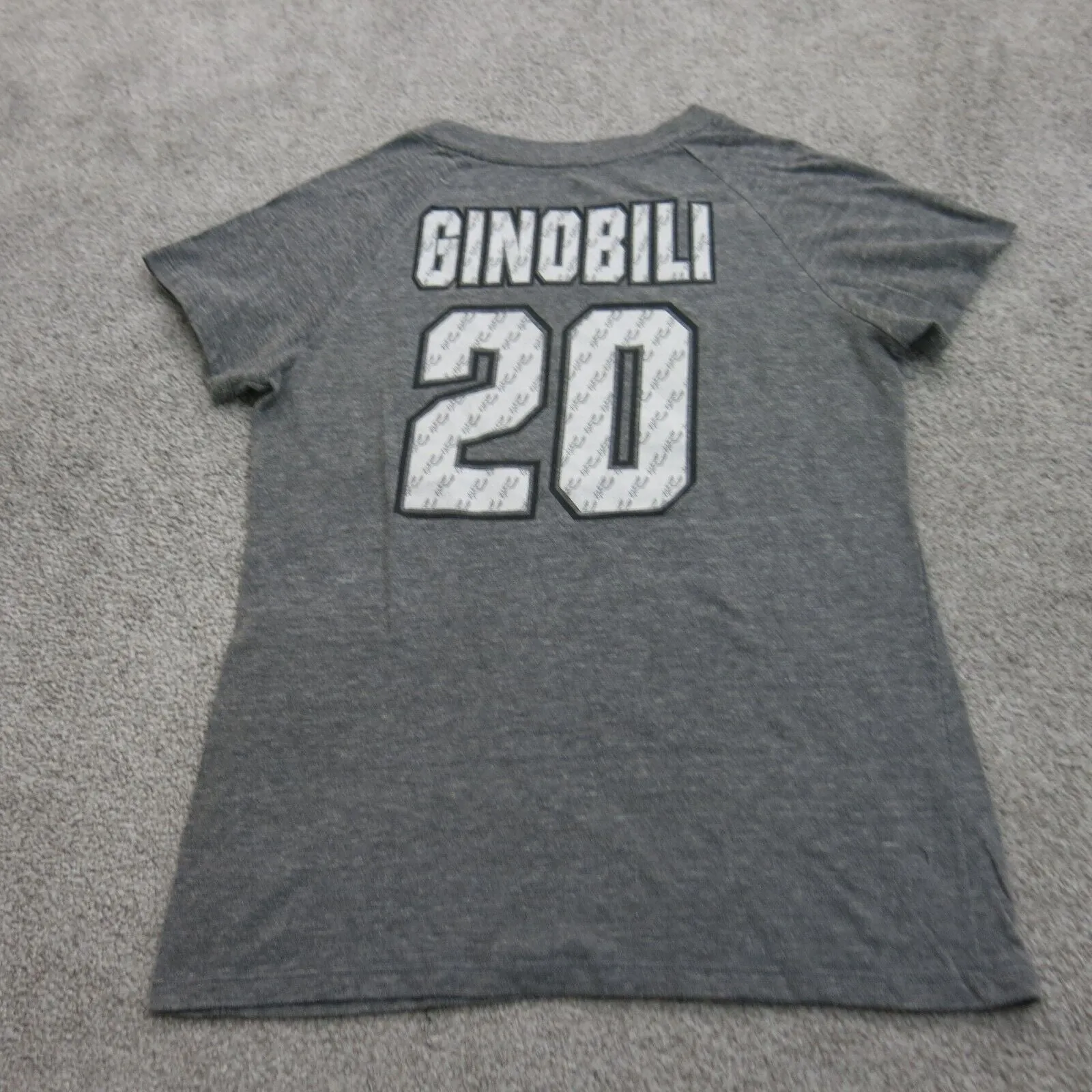 Adidas Mens T Shirt Top San Antonio Ginobili #20 Short Sleeve Logo Gray SZ XL