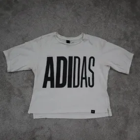 Adidas T-Shirt Boys White Size Small Short Sleeve Crew Neck Graphic Shirt Logo