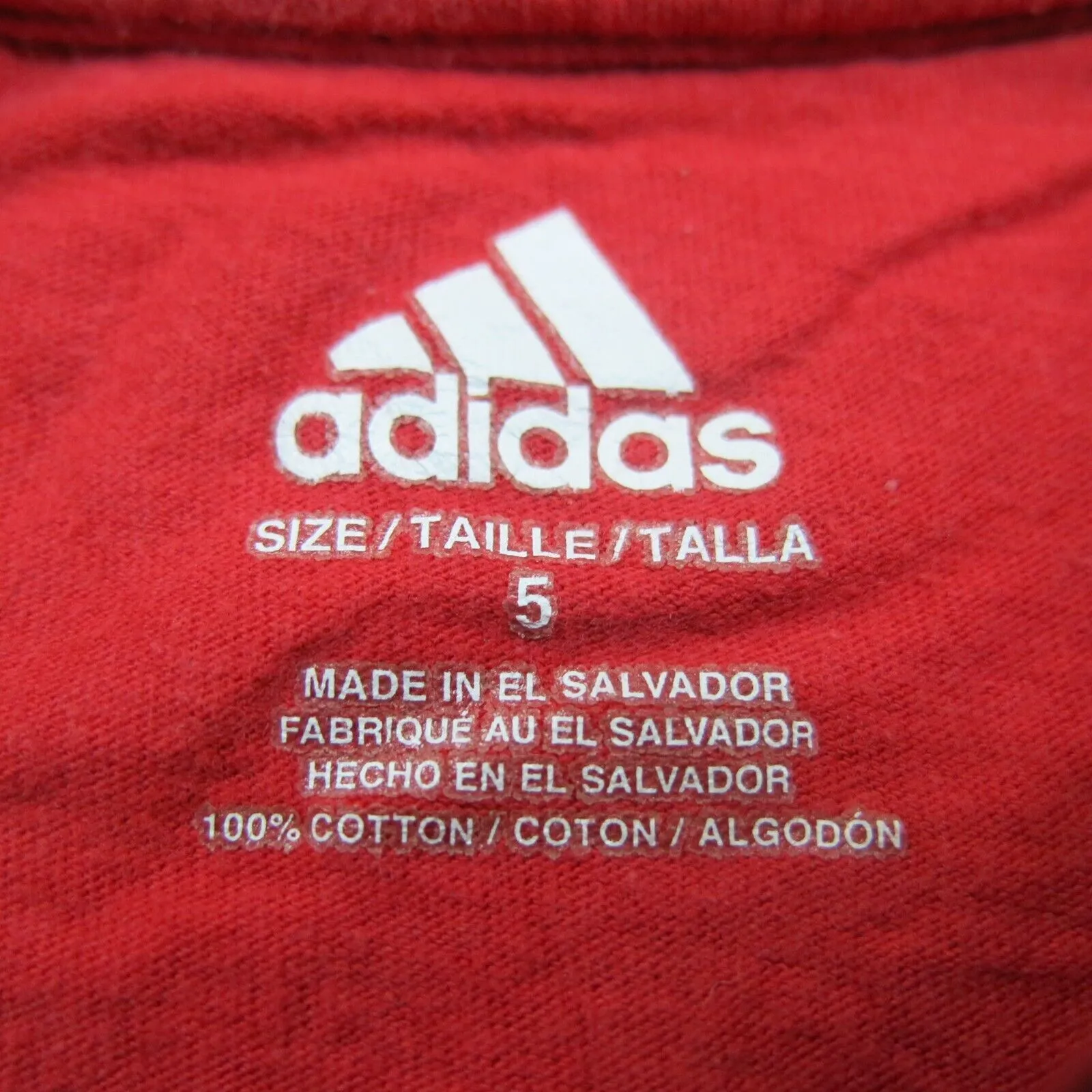 Adidas T-Shirt Kids Boys Size 5 Years Red Black Graphic Sports Logo Shirt