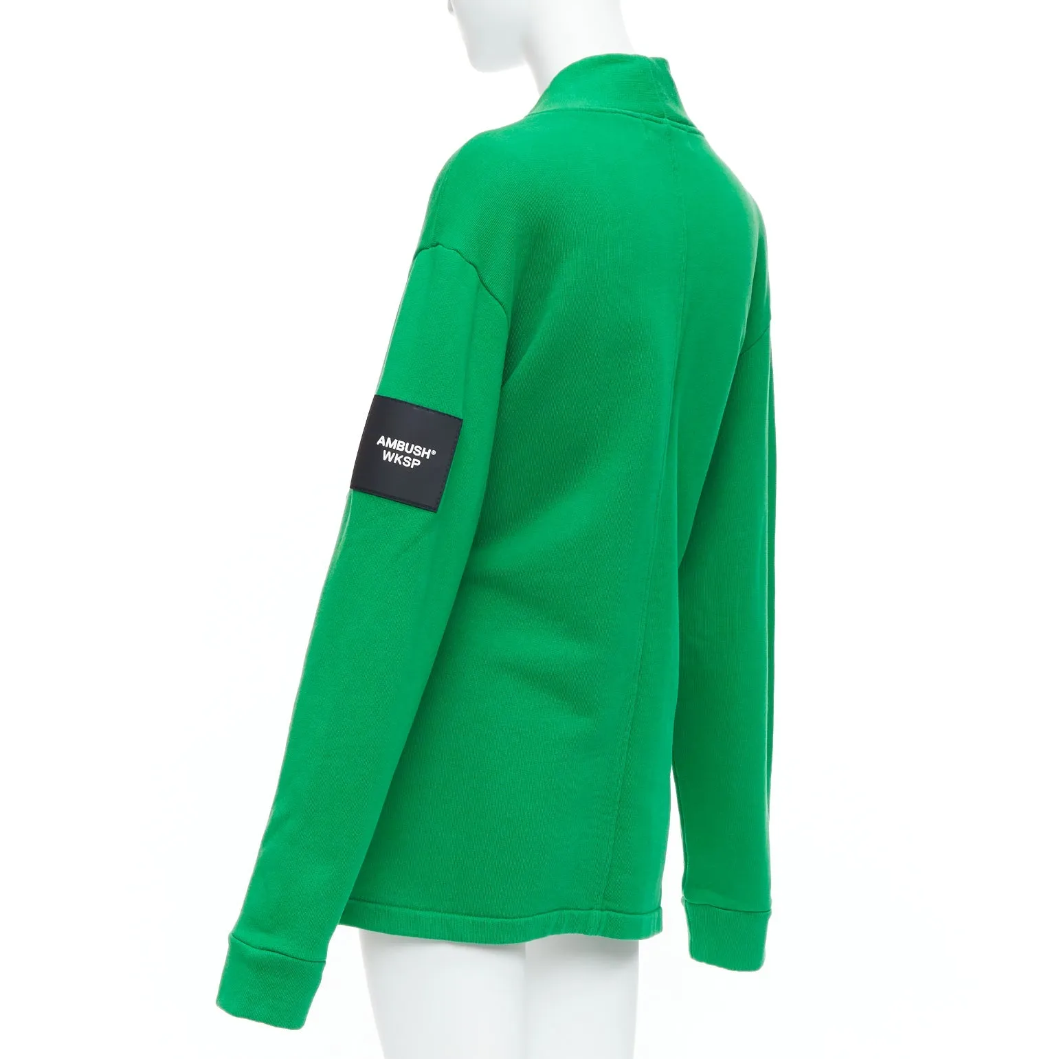 AMBUSH WKSP Kimono Sweatshirt green cotton black rubber logo sleeve tie jacket S