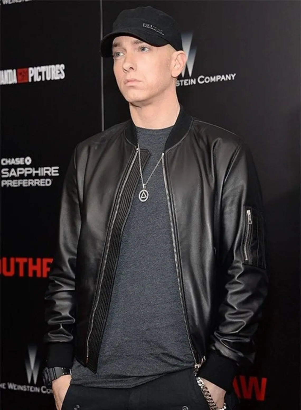 American Rapper Eminem Leather Jacket | Men Celebrity Jacket | Celebrity Leather Jacket