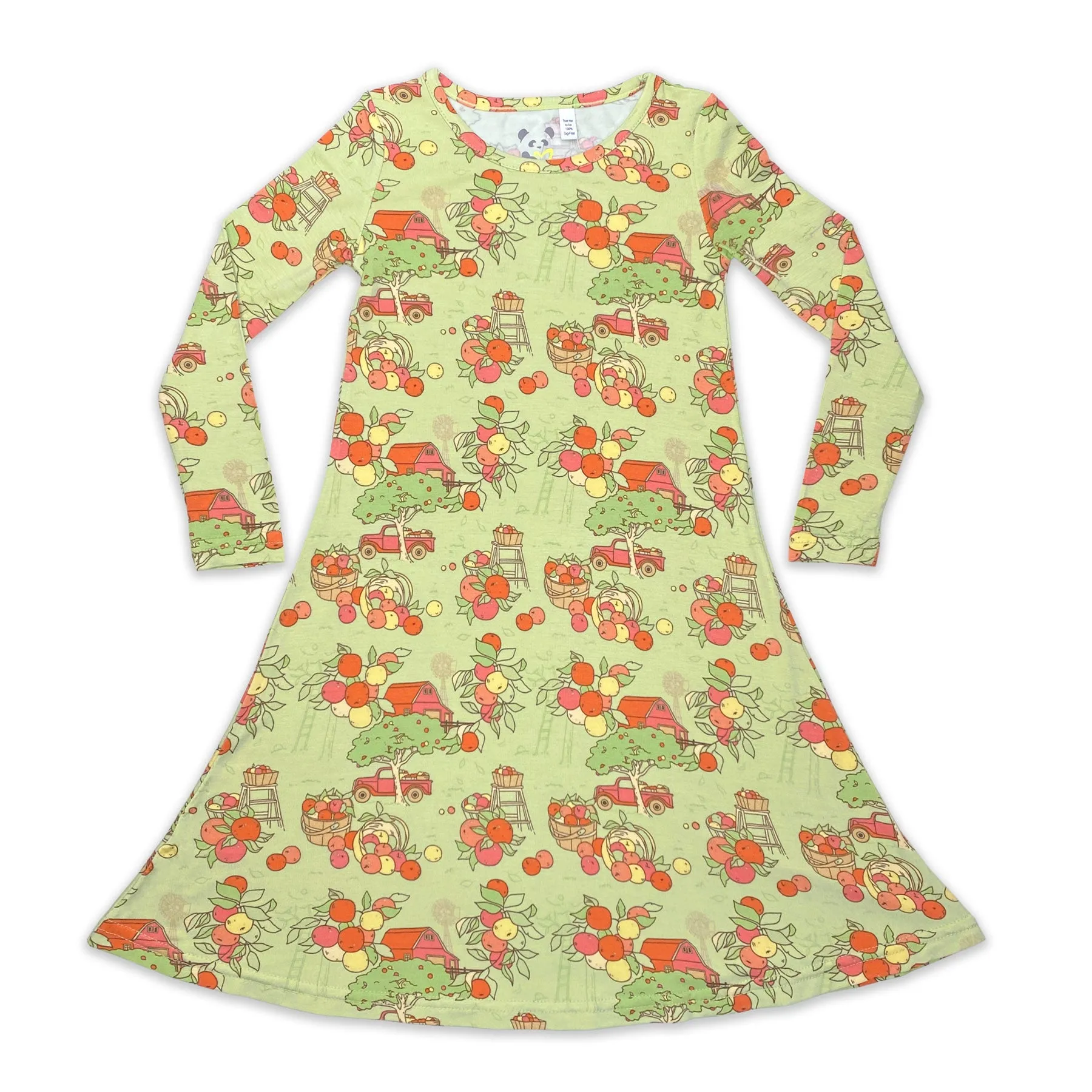 Apple Orchard Bamboo Girls' Long Sleeve Dress