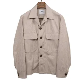 Balio shirt jacket in in beige and brown stripe cotton