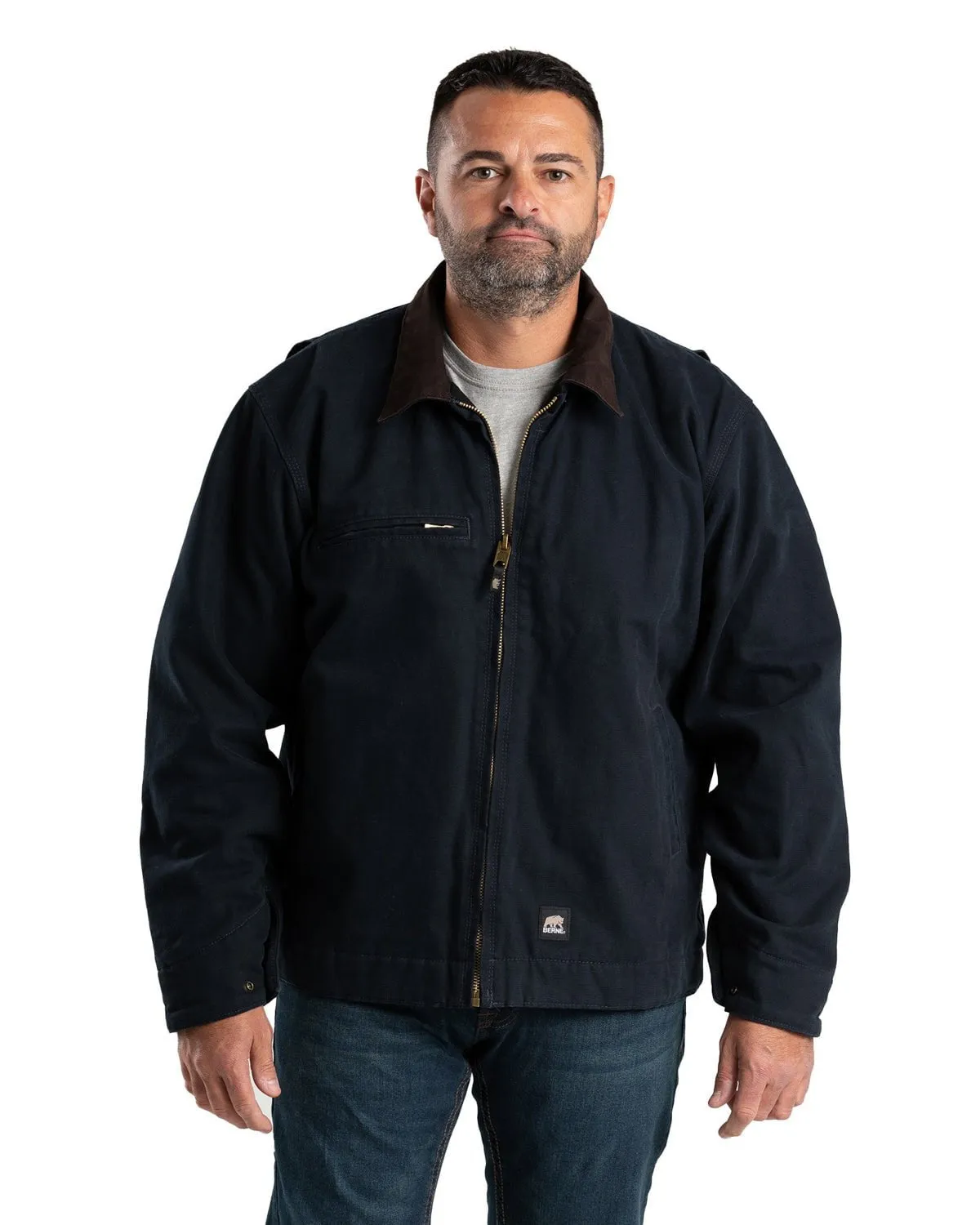 Berne Apparel Mens Highland Washed Gasoline Midnight 100% Cotton Canvas Jacket