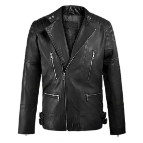 Best Genuine Quality Shotgun Fashion Black Moto Biker Leather Jacket