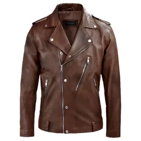 Best Motorcycle Fashion Biker Beast Spanish Brown Leather Jacket