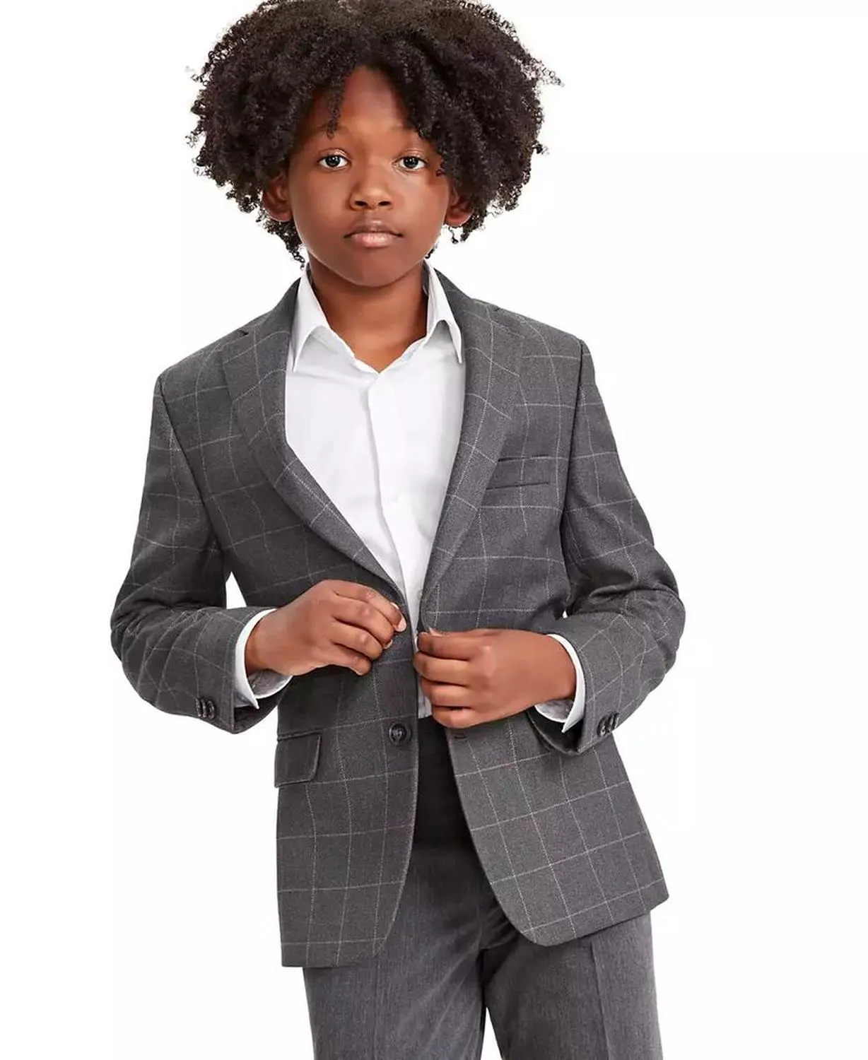 Big Boys Herringbone Windowpane Classic-Fit Suit Jacket