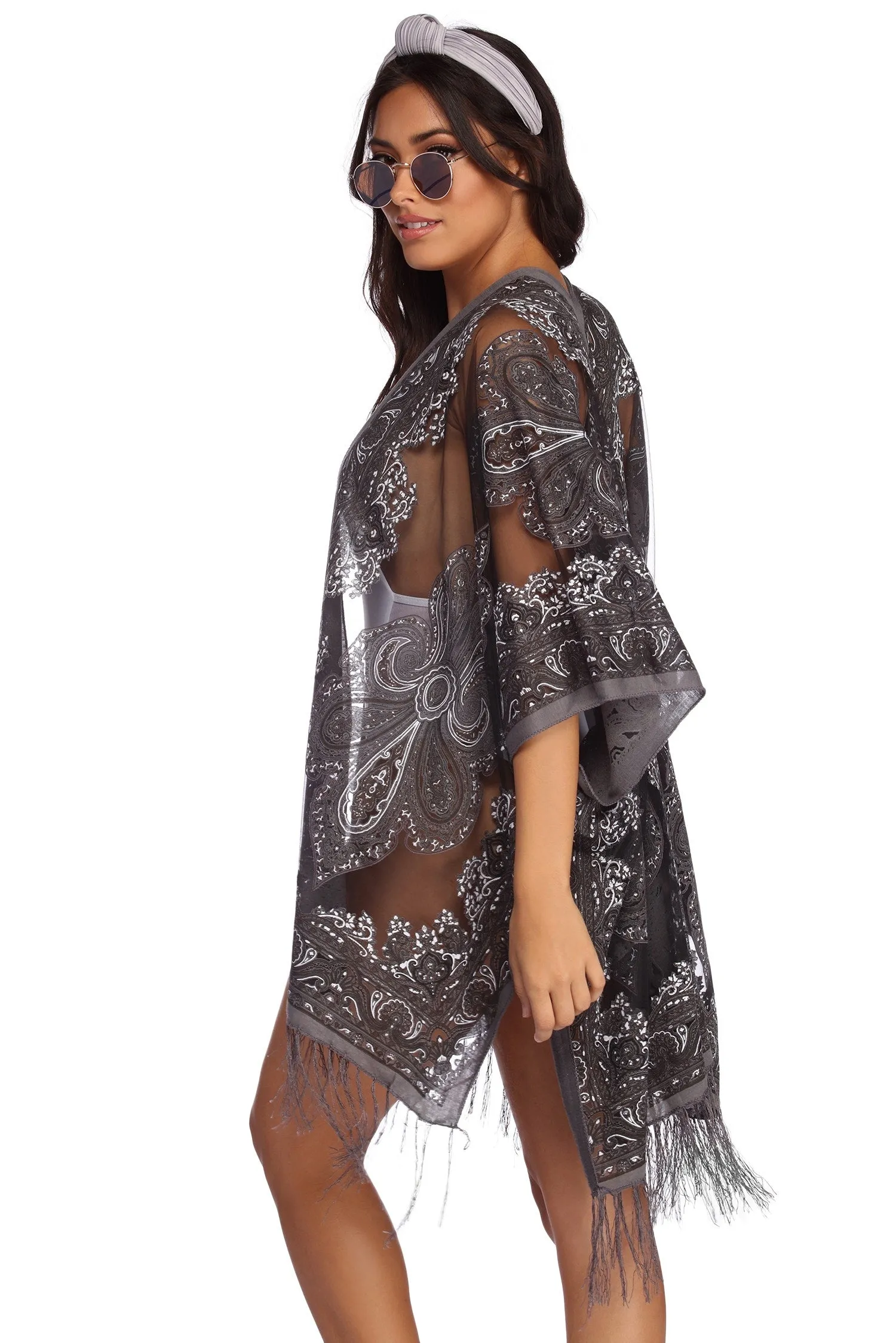 Bohemian Burnout Fringe Kimono