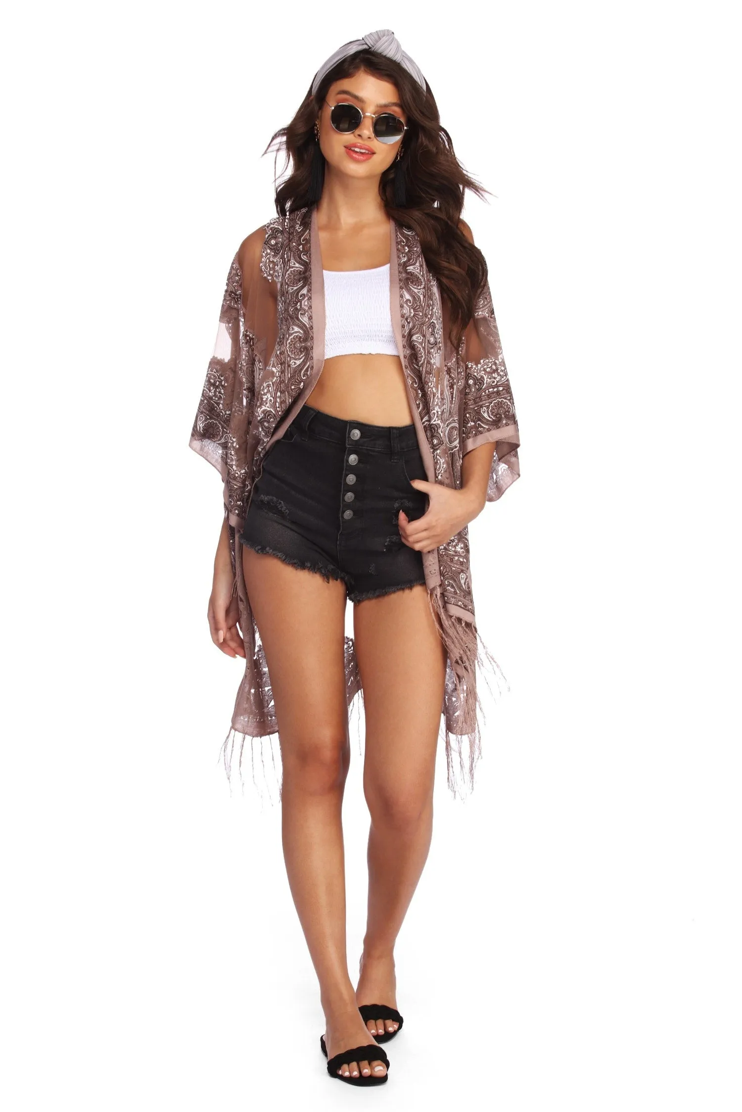 Bohemian Burnout Fringe Kimono