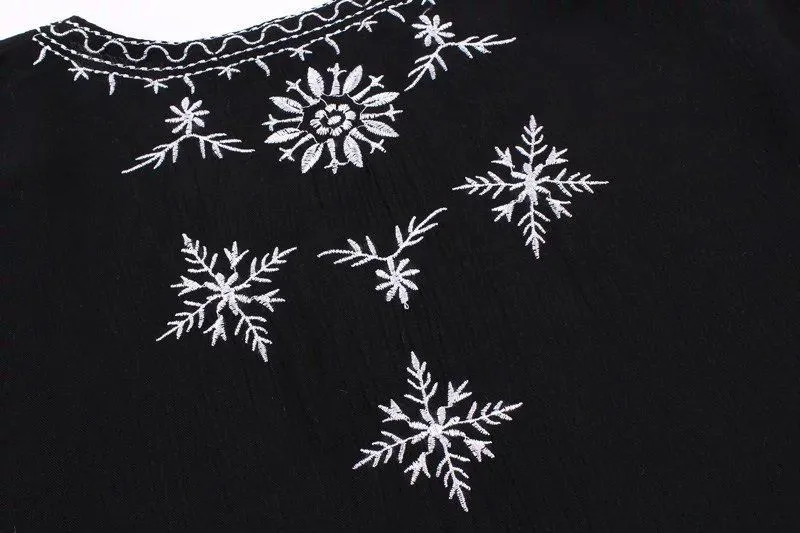 Boho Kimono Black With White Embroidery Or White With Red Embroidery Or White With Black Embroidery You Choose Lace Hem For Free Spirited People One Size