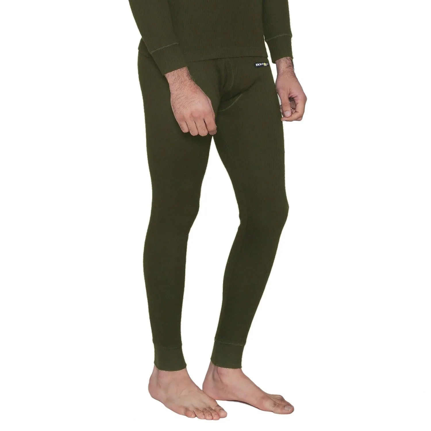 Bontact Men's Plain Regular Fit Thermal Bottom - Olive