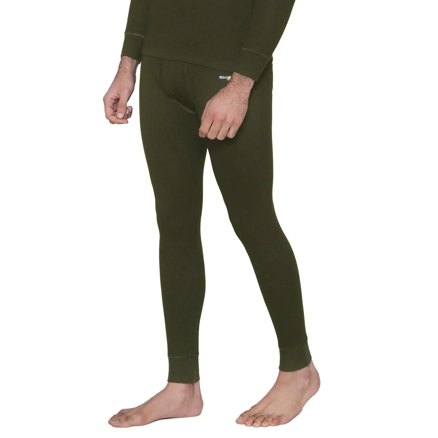 Bontact Men's Plain Regular Fit Thermal Bottom - Olive