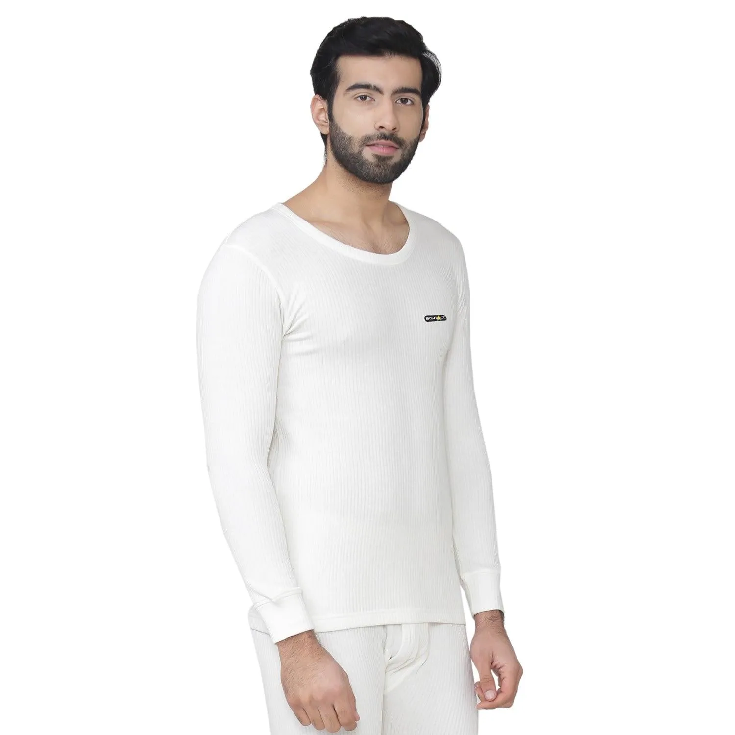 Bontact Men's Plain Regular Fit Thermal Vest - Off White