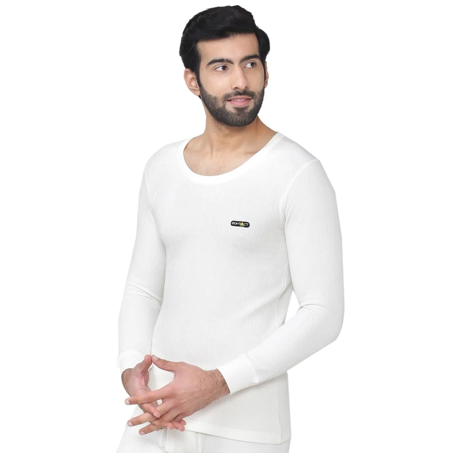 Bontact Men's Plain Regular Fit Thermal Vest - Off White