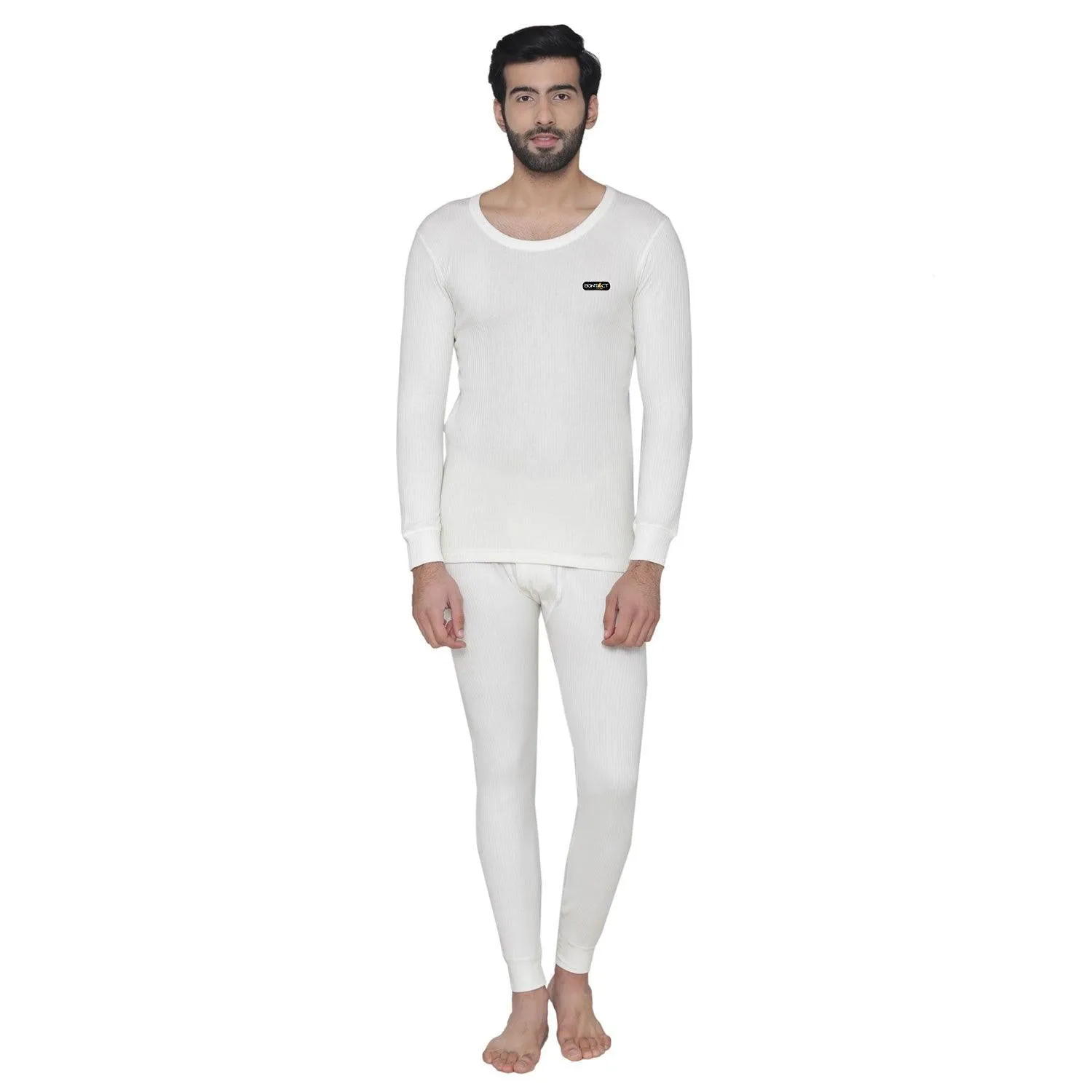 Bontact Men's Plain Regular Fit Thermal Vest - Off White