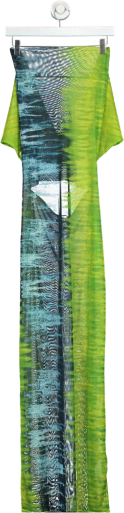 Boohoo Green Cowl Neck Tie Dye Mesh Maxi Dress UK 12