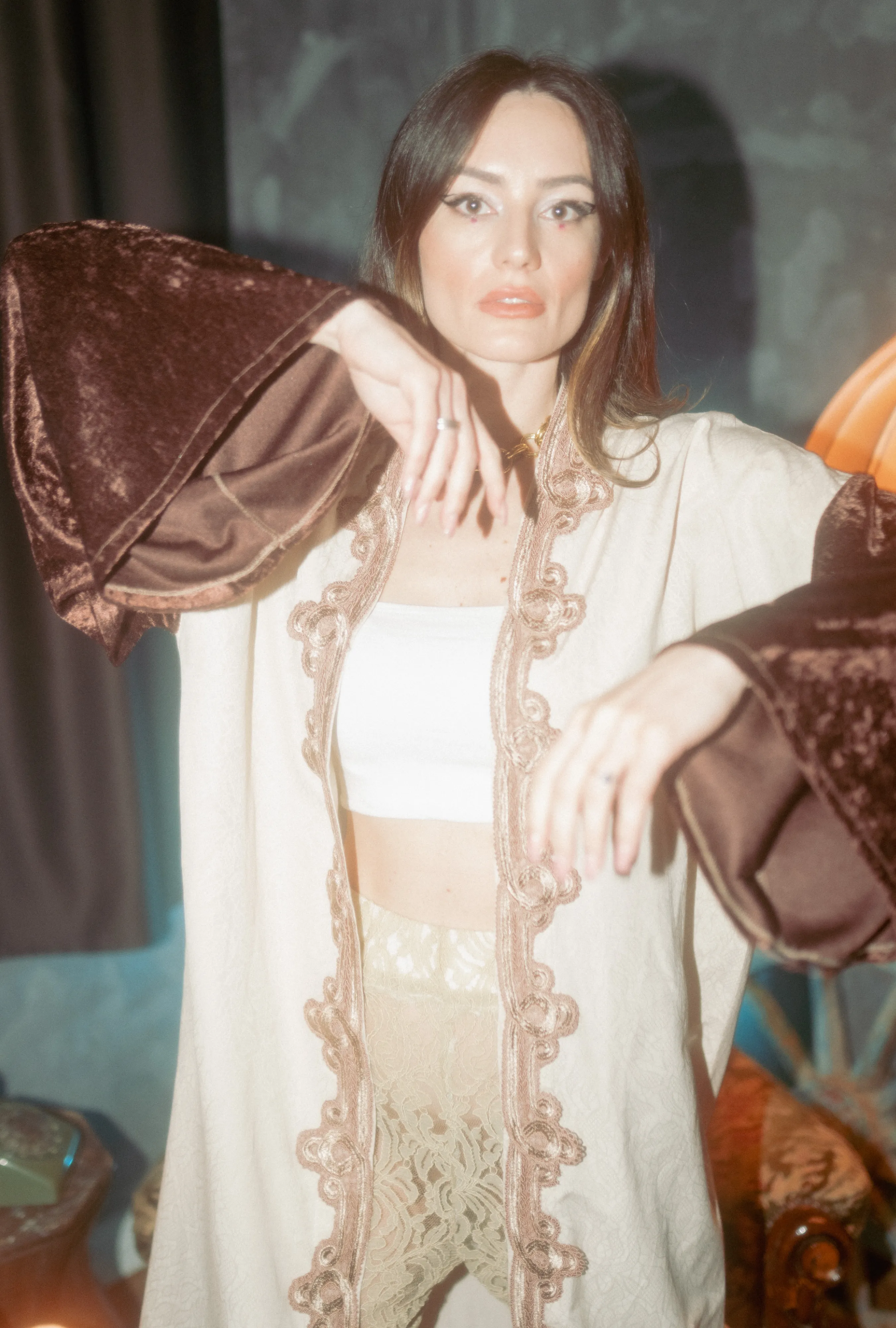 Brown Swan Kimono