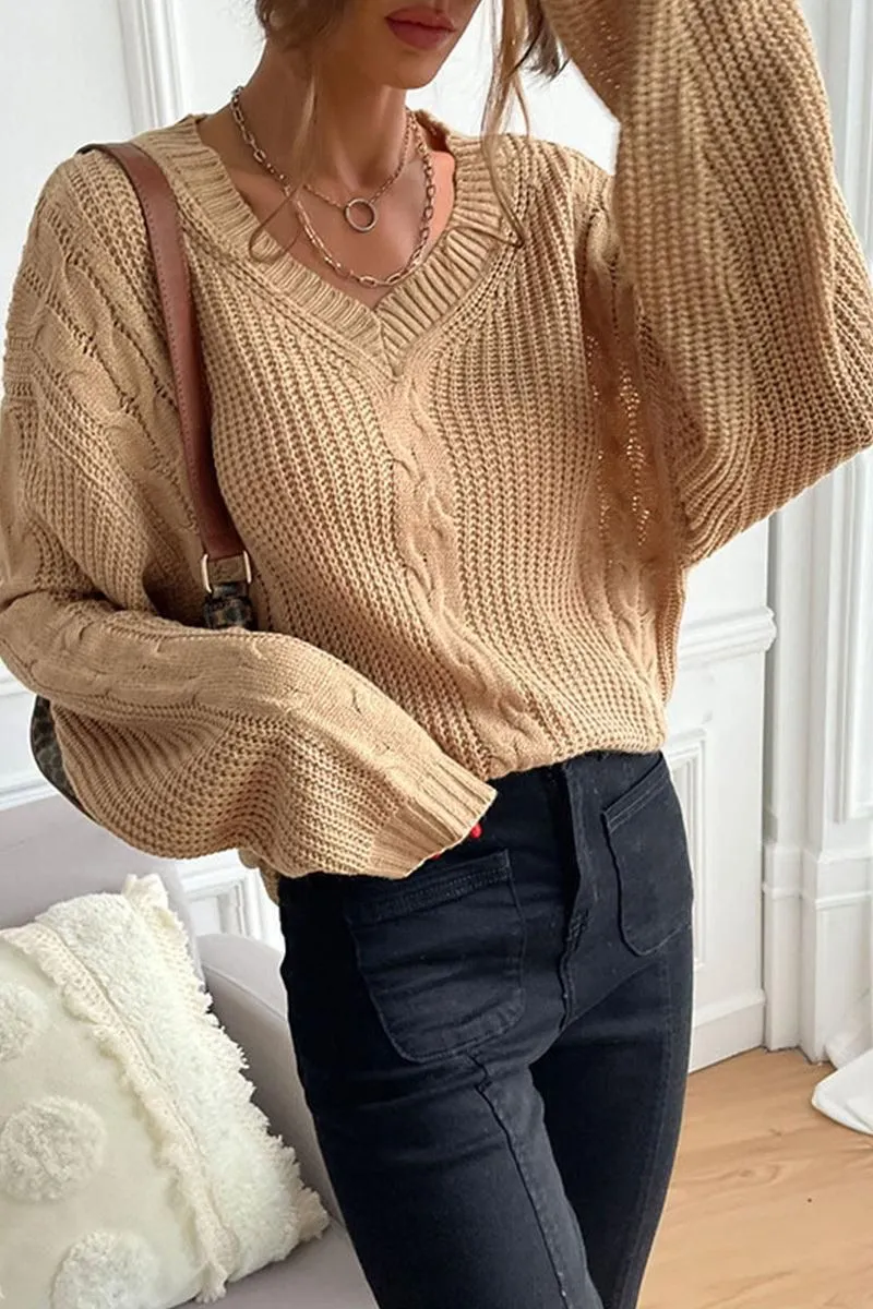 CABLE KNIT LOOSE FIT CASUAL SWEATER