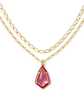 Camry Enamel Frame Multi Strand Necklace in Gold Azalea Illusion