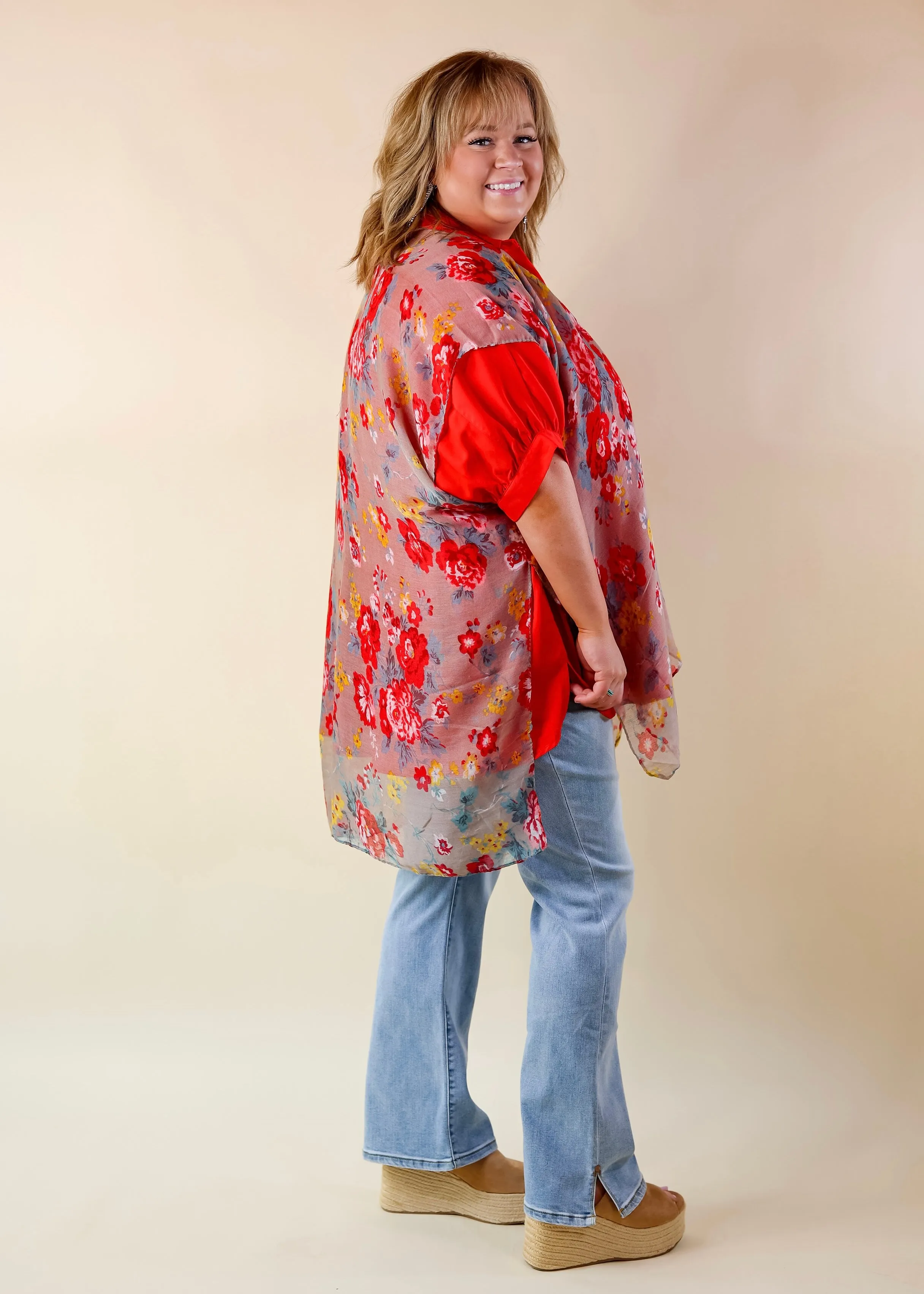 Can't Stop Won't Stop Sheer Kimono in Floral Print