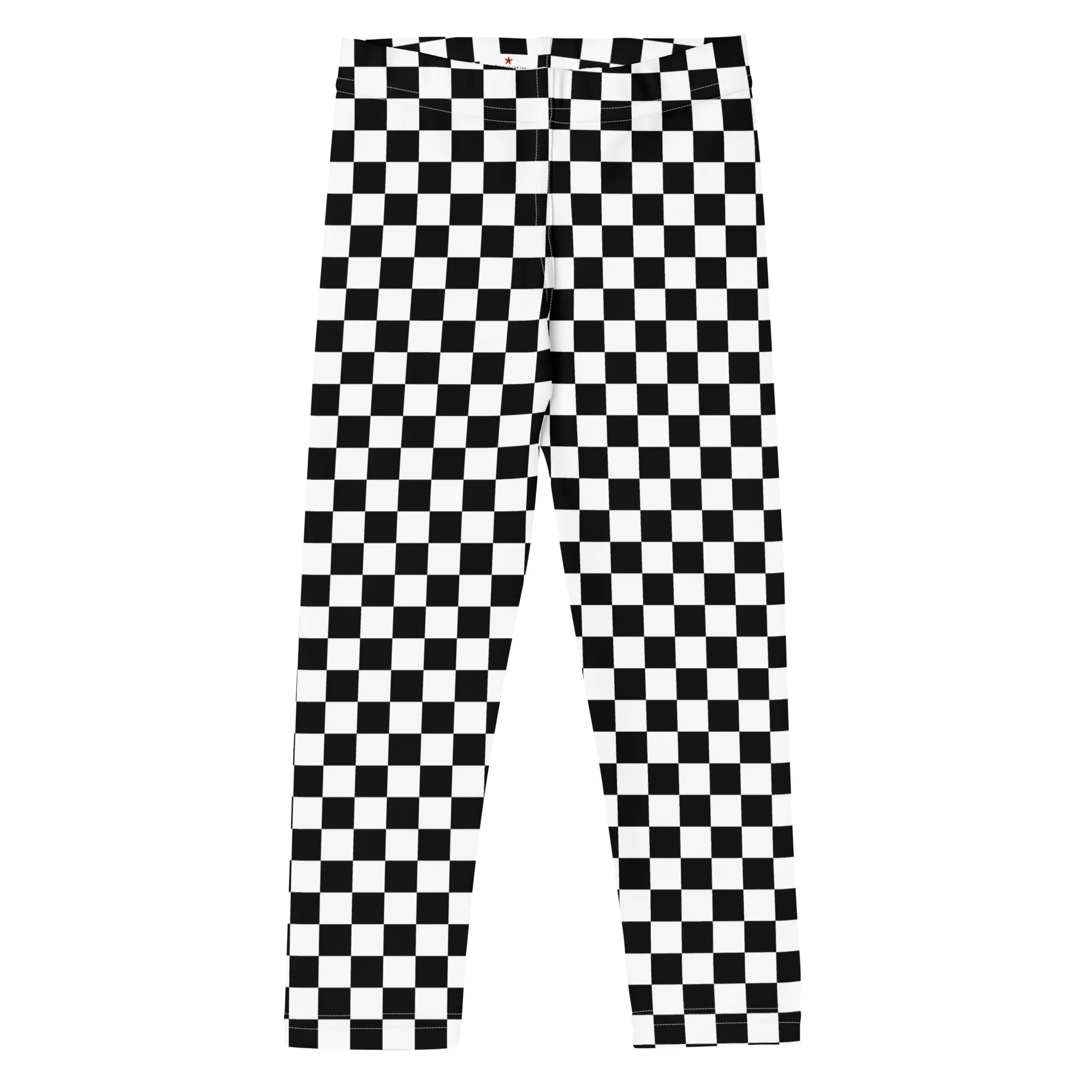 Checkered Kids Girls Leggings (2T-7), Black and White Check Toddler Children Cute Printed Yoga Pants Fun Tights Gift