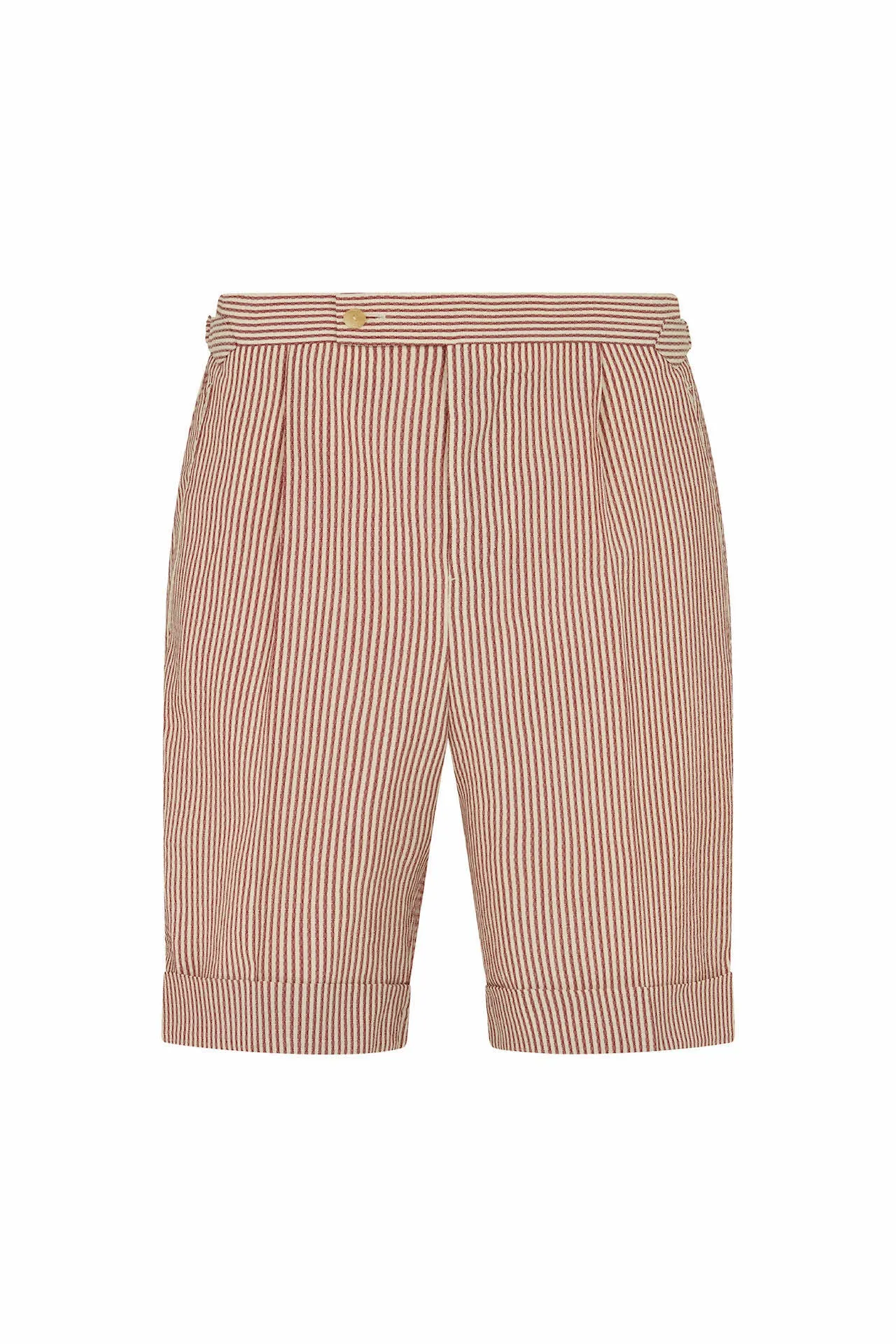 Claret/White Seersucker Striped Dress Shorts