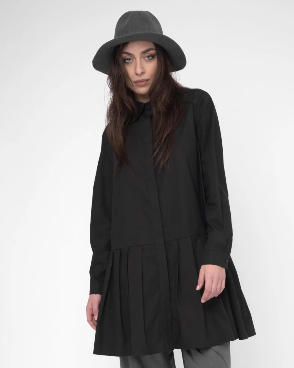 Collard Pleated Shirt Dress