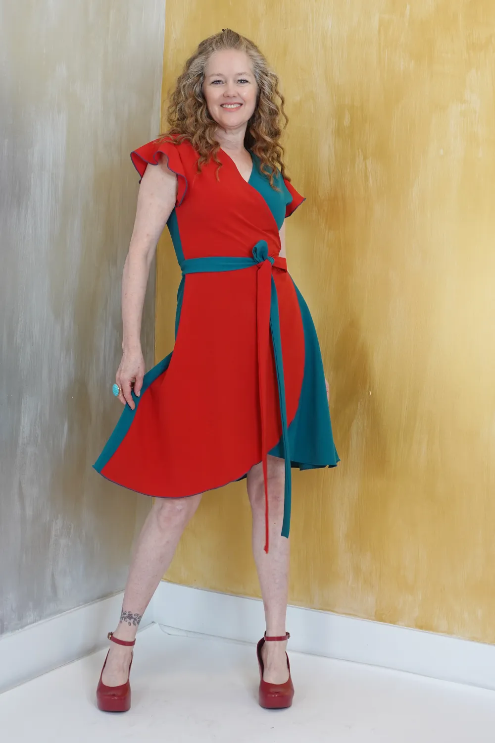 Color Block Wrap Dress