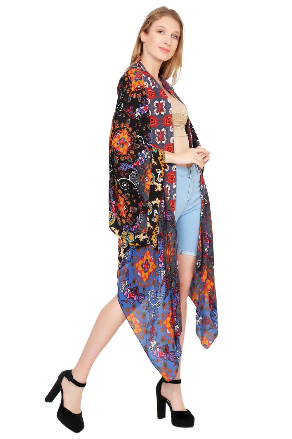 Colorful Getaway Mix Print Kimono