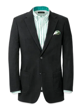 Cotton Blend Seersucker Single Breasted Notch Lapel Suit Jacket - Black