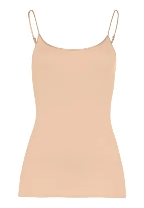 Cotton Seamless Cotton Round Neck Camisole | Beige 71600-274