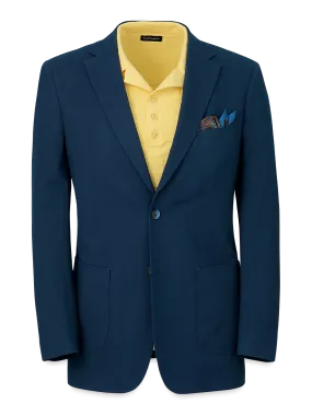 Cotton Stretch Seersucker Notch Lapel Suit Jacket - Navy