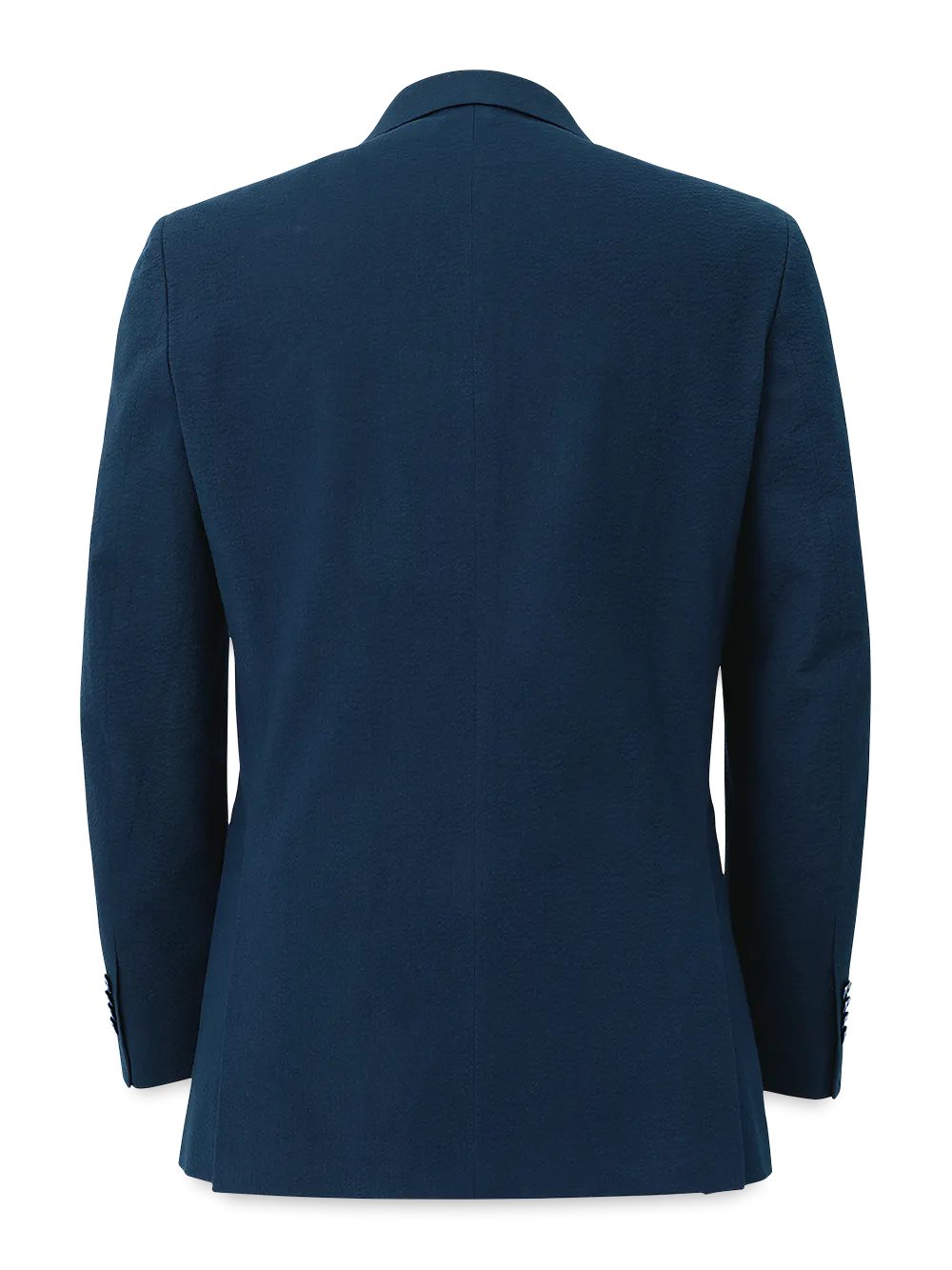 Cotton Stretch Seersucker Notch Lapel Suit Jacket - Navy