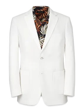 Cotton Stretch Seersucker Notch Lapel Suit Jacket - White