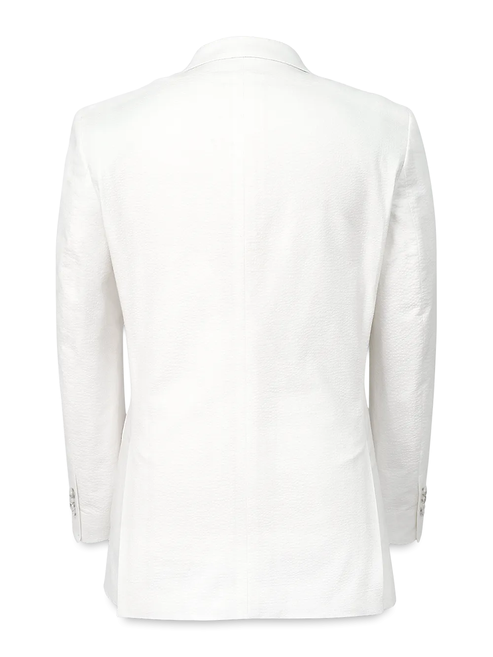 Cotton Stretch Seersucker Notch Lapel Suit Jacket - White