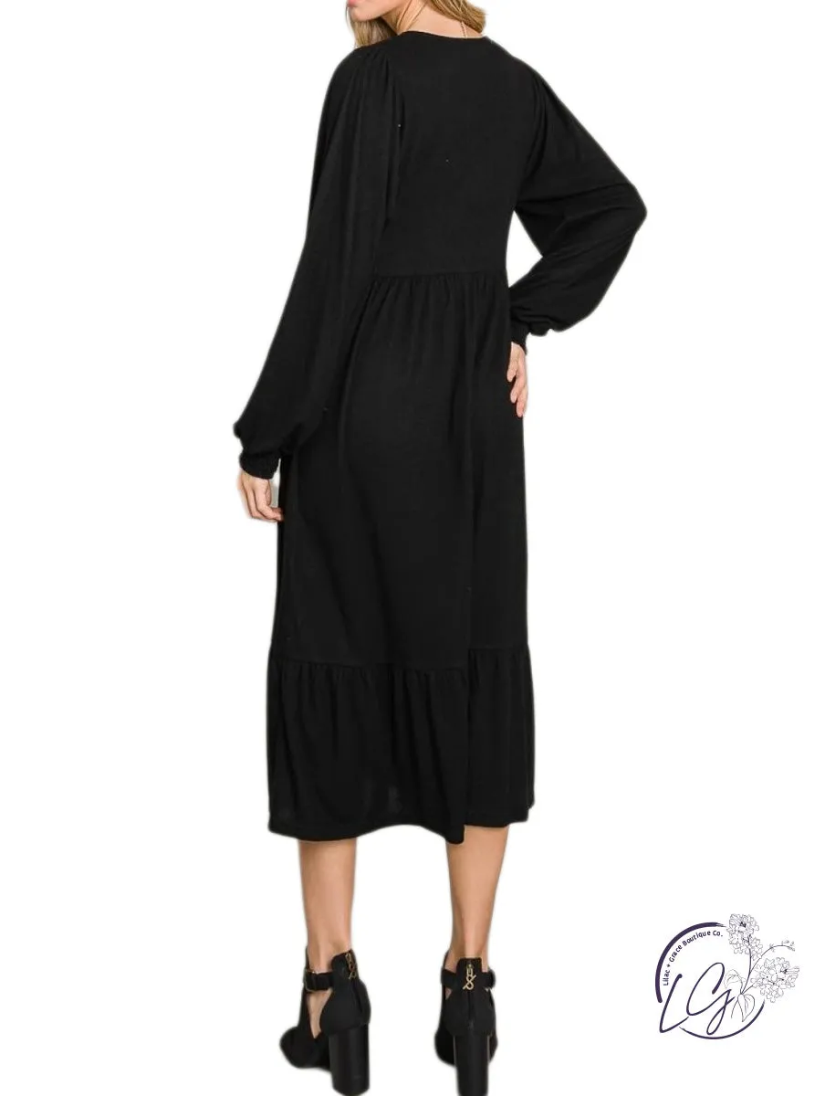 Curvy Graceful Gatherings Smocked Midi Dress