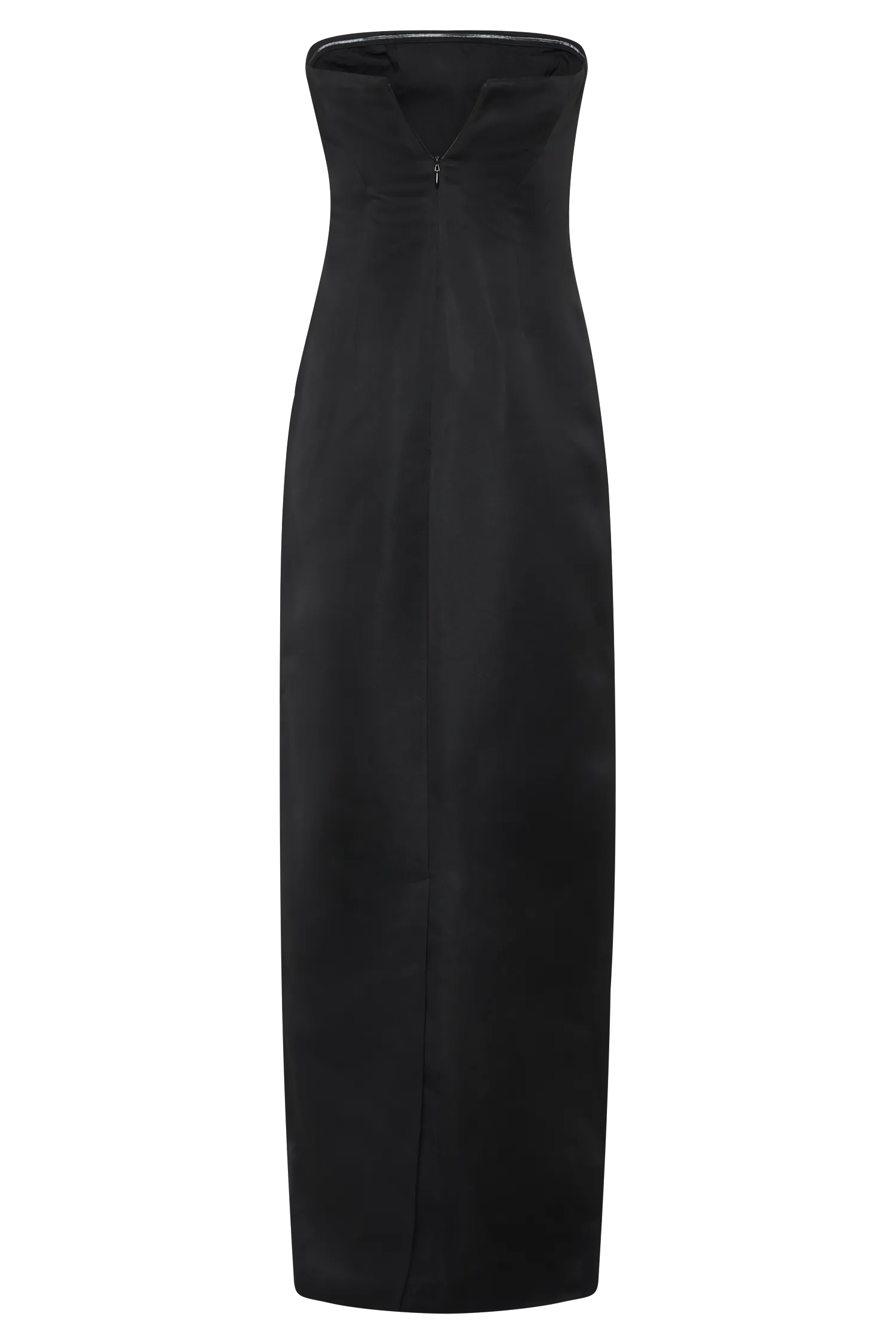 Cyrill Strapless Satin Structured Maxi Dress - Black