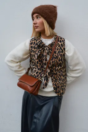 Damson Madder Tilly Tie Front Leopard Gilet