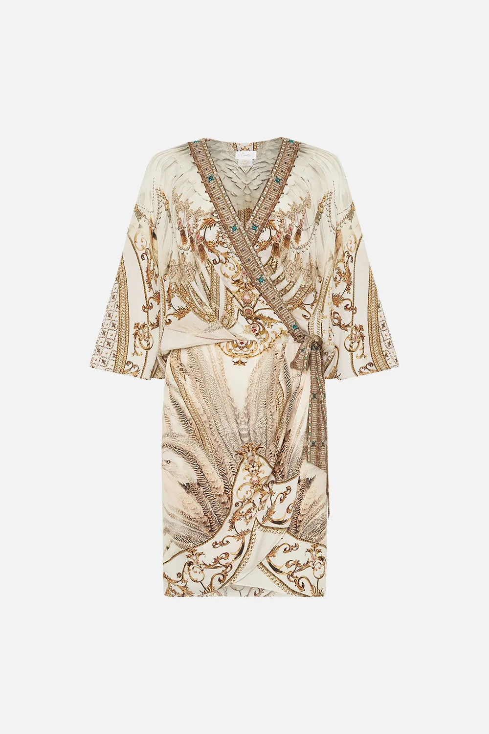 DRAPED FRONT WRAP DRESS SOAR LIKE AN EAGLE