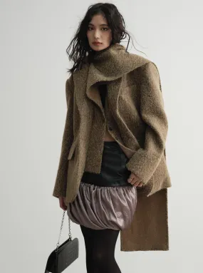 Draped Wool Wrap Coat