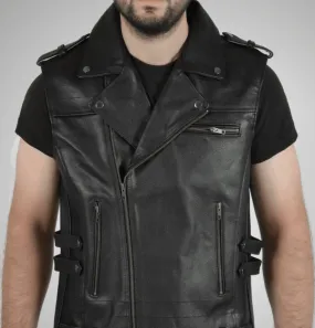 Enigma Brown Leather Vest Men