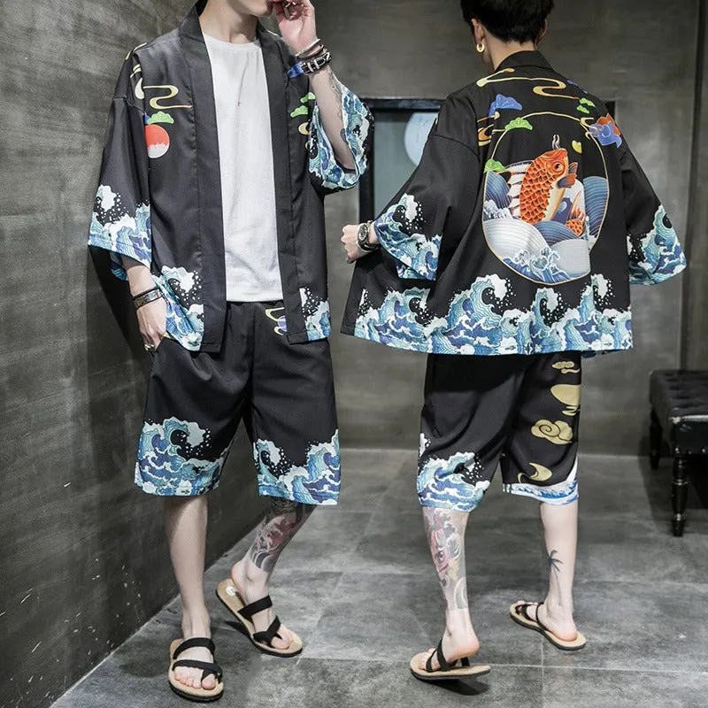 Ensemble Kimono Veste Mer Agité